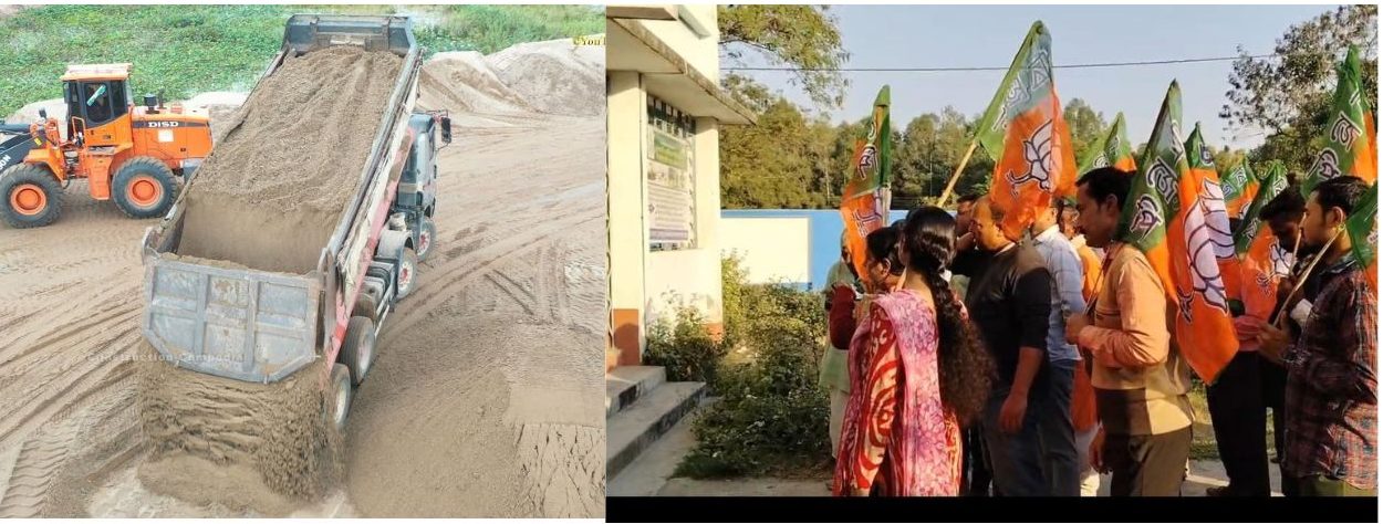 The BJP has raised its voice against the illegal extraction of sand from the river in Kumarganj.